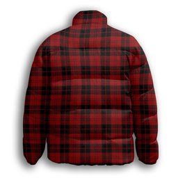 ScotsTee Shop Scottish Campbell of Armaddie Crest Tartan Collar Down Jacket Winter White Duck Down Plaid