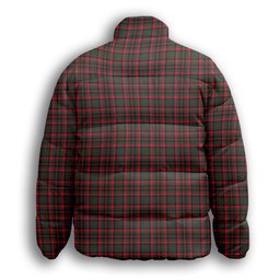 ScotsTee Shop Scottish Cumming Hunting Modern Crest Tartan Collar Down Jacket Winter White Duck Down Plaid