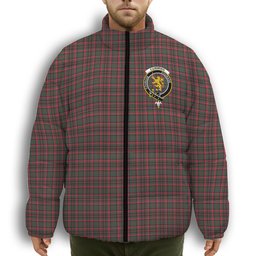 ScotsTee Shop Scottish Cumming Hunting Modern Crest Tartan Collar Down Jacket Winter White Duck Down Plaid