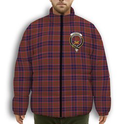 ScotsTee Shop Scottish Cameron of Locheil Original Crest Tartan Collar Down Jacket Winter White Duck Down Plaid