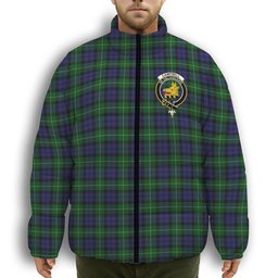 ScotsTee Shop Scottish Campbell of Argyll Smiths Crest Tartan Collar Down Jacket Winter White Duck Down Plaid