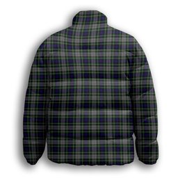 ScotsTee Shop Scottish Davidson of Tulloch Dress Crest Tartan Collar Down Jacket Winter White Duck Down Plaid