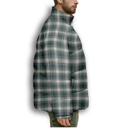 ScotsTee Shop Scottish Campbell Dress Modern Crest Tartan Collar Down Jacket Winter White Duck Down Plaid