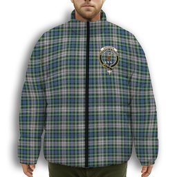 ScotsTee Shop Scottish Davidson of Tulloch Dress Ancient Crest Tartan Collar Down Jacket Winter White Duck Down Plaid