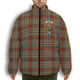 ScotsTee Shop Scottish Chattan Chief of Clan Crest Tartan Collar Down Jacket Winter White Duck Down Plaid