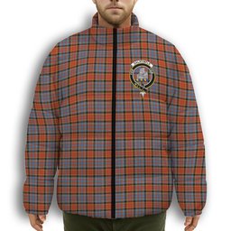 ScotsTee Shop Scottish Dalrymple of Castleton Ancient Crest Tartan Collar Down Jacket Winter White Duck Down Plaid