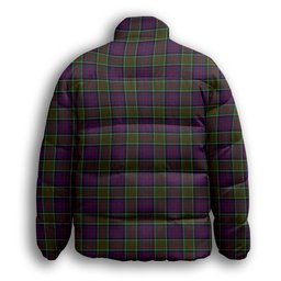 ScotsTee Shop Scottish Donald of Clan Ranald Modern Crest Tartan Collar Down Jacket Winter White Duck Down Plaid