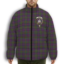 ScotsTee Shop Scottish Donald of Clan Ranald Modern Crest Tartan Collar Down Jacket Winter White Duck Down Plaid