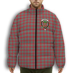 ScotsTee Shop Scottish Christie (London) Crest Tartan Collar Down Jacket Winter White Duck Down Plaid