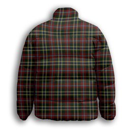 ScotsTee Shop Scottish Currie of Arran Crest Tartan Collar Down Jacket Winter White Duck Down Plaid