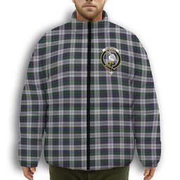 ScotsTee Shop Scottish Campbell of Cawdor Dress Crest Tartan Collar Down Jacket Winter White Duck Down Plaid