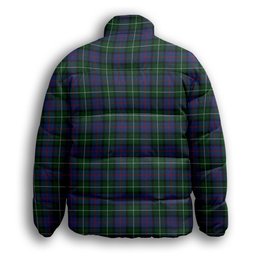 ScotsTee Shop Scottish Davidson of Tulloch 2 Crest Tartan Collar Down Jacket Winter White Duck Down Plaid