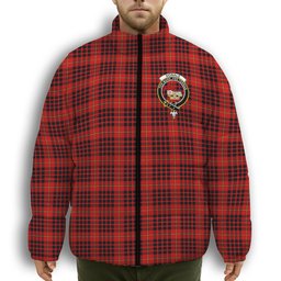 ScotsTee Shop Scottish Donald of Ardnamurchan Modern Crest Tartan Collar Down Jacket Winter White Duck Down Plaid
