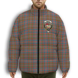 ScotsTee Shop Scottish Donald of Boisdale Ancient Crest Tartan Collar Down Jacket Winter White Duck Down Plaid