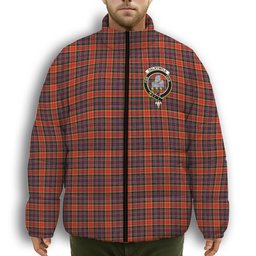 ScotsTee Shop Scottish Dalrymple of Castleton Modern Crest Tartan Collar Down Jacket Winter White Duck Down Plaid