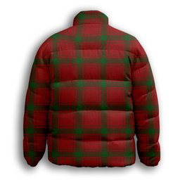 ScotsTee Shop Scottish Donald of Sleat Crest Tartan Collar Down Jacket Winter White Duck Down Plaid