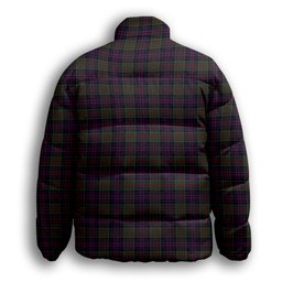 ScotsTee Shop Scottish Donald of Clan Ranald Crest Tartan Collar Down Jacket Winter White Duck Down Plaid