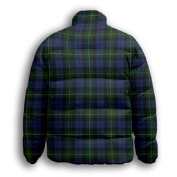 ScotsTee Shop Scottish Campbell of Loudoun Crest Tartan Collar Down Jacket Winter White Duck Down Plaid