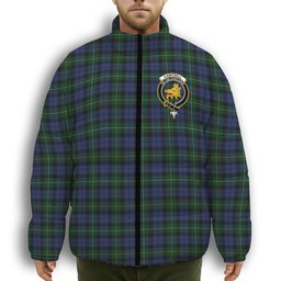 ScotsTee Shop Scottish Campbell of Loudoun Crest Tartan Collar Down Jacket Winter White Duck Down Plaid