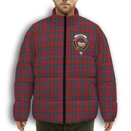 ScotsTee Shop Scottish Donald of Glenaladale Crest Tartan Collar Down Jacket Winter White Duck Down Plaid