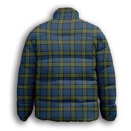 ScotsTee Shop Scottish Dalrymple M of Oxenfoord Crest Tartan Collar Down Jacket Winter White Duck Down Plaid