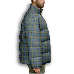 ScotsTee Shop Scottish Dalrymple M of Oxenfoord Crest Tartan Collar Down Jacket Winter White Duck Down Plaid