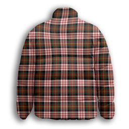 ScotsTee Shop Scottish Carnegie Dress Modern Crest Tartan Collar Down Jacket Winter White Duck Down Plaid