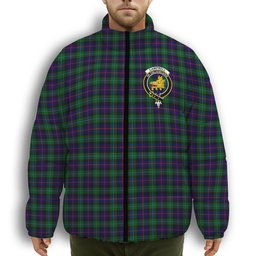 ScotsTee Shop Scottish Campbel of Cawdor Modern Crest Tartan Collar Down Jacket Winter White Duck Down Plaid