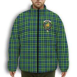 ScotsTee Shop Scottish Campbell of Breadalbane Ancient Crest Tartan Collar Down Jacket Winter White Duck Down Plaid