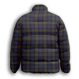 ScotsTee Shop Scottish Fletcher of Dunans SC Crest Tartan Collar Down Jacket Winter White Duck Down Plaid