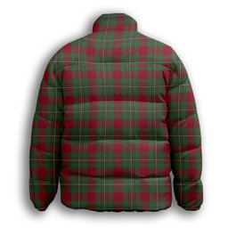 ScotsTee Shop Scottish Gregor of Cardney Modern Crest Tartan Collar Down Jacket Winter White Duck Down Plaid