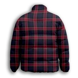 ScotsTee Shop Scottish Graham of Menteith Red Modern Crest Tartan Collar Down Jacket Winter White Duck Down Plaid