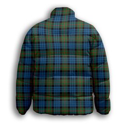 ScotsTee Shop Scottish Fletcher of Dunans Ancient Crest Tartan Collar Down Jacket Winter White Duck Down Plaid