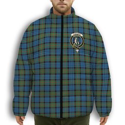 ScotsTee Shop Scottish Fletcher of Dunans Ancient Crest Tartan Collar Down Jacket Winter White Duck Down Plaid