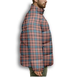 ScotsTee Shop Scottish Hannay Dress Modern Crest Tartan Collar Down Jacket Winter White Duck Down Plaid