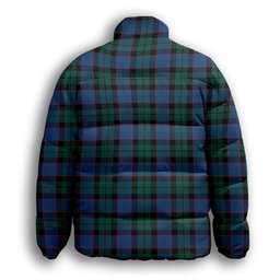 ScotsTee Shop Scottish Ferguson of Balquhidder Modern Crest Tartan Collar Down Jacket Winter White Duck Down Plaid