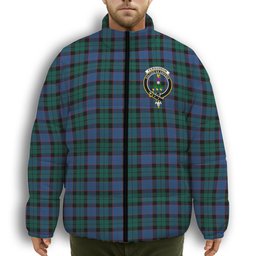 ScotsTee Shop Scottish Ferguson of Balquhidder Modern Crest Tartan Collar Down Jacket Winter White Duck Down Plaid