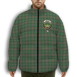 ScotsTee Shop Scottish Gayre Dress Crest Tartan Collar Down Jacket Winter White Duck Down Plaid