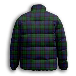 ScotsTee Shop Scottish Ferguson of Balquhidder Crest Tartan Collar Down Jacket Winter White Duck Down Plaid