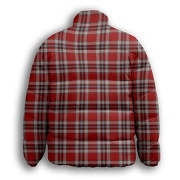 ScotsTee Shop Scottish Drummond of Perth Dress Crest Tartan Collar Down Jacket Winter White Duck Down Plaid