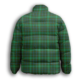ScotsTee Shop Scottish Foster Hunting Modern Crest Tartan Collar Down Jacket Winter White Duck Down Plaid