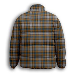 ScotsTee Shop Scottish Gordon dress 5 Crest Tartan Collar Down Jacket Winter White Duck Down Plaid
