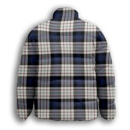 ScotsTee Shop Scottish Fergusson Dress Crest Tartan Collar Down Jacket Winter White Duck Down Plaid
