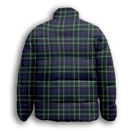 ScotsTee Shop Scottish Graham of Montrose Modern Crest Tartan Collar Down Jacket Winter White Duck Down Plaid