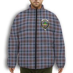 ScotsTee Shop Scottish Gayre Hunting Modern Crest Tartan Collar Down Jacket Winter White Duck Down Plaid