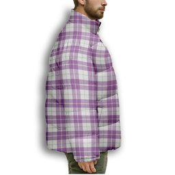 ScotsTee Shop Scottish Dunlop Dress Ancient Crest Tartan Collar Down Jacket Winter White Duck Down Plaid