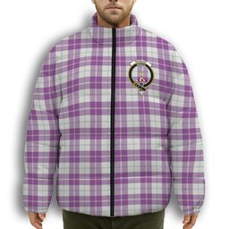 ScotsTee Shop Scottish Dunlop Dress Ancient Crest Tartan Collar Down Jacket Winter White Duck Down Plaid