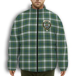 ScotsTee Shop Scottish Forbes Dress Ancient Crest Tartan Collar Down Jacket Winter White Duck Down Plaid