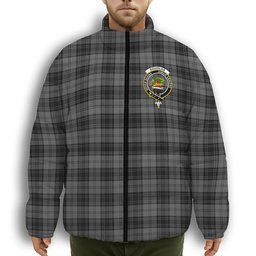 ScotsTee Shop Scottish Douglas Grey Vestiarium Scoticum Crest Tartan Collar Down Jacket Winter White Duck Down Plaid