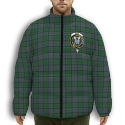 ScotsTee Shop Scottish Hope Vere Lochcarron Crest Tartan Collar Down Jacket Winter White Duck Down Plaid